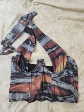 Hazel Boutique Mesh Halter Crop Top